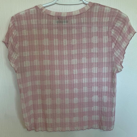 Pink gingham crop top, Urban Outfitters, Large - Picture 2 of 3
